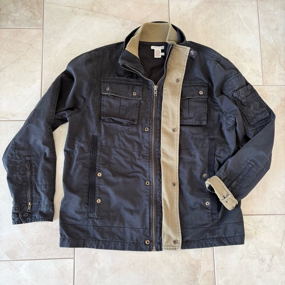 Carbon2Cobalt Men’s L Canvas Field Jacket Faded Navy Military Workwear